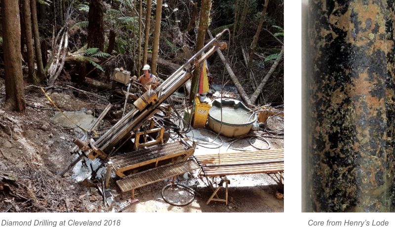 Diamond drilling at Henry's Lode in Cleveland Tin Mine Tasmania